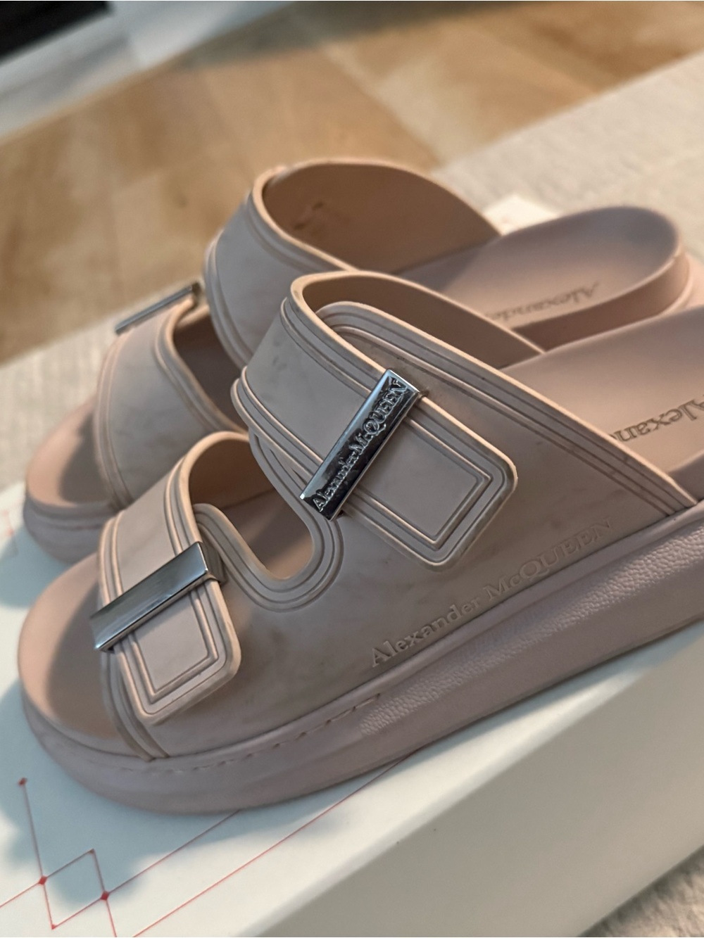 Alexander McQueen Kids Blush Pink Platform Slide Sandals